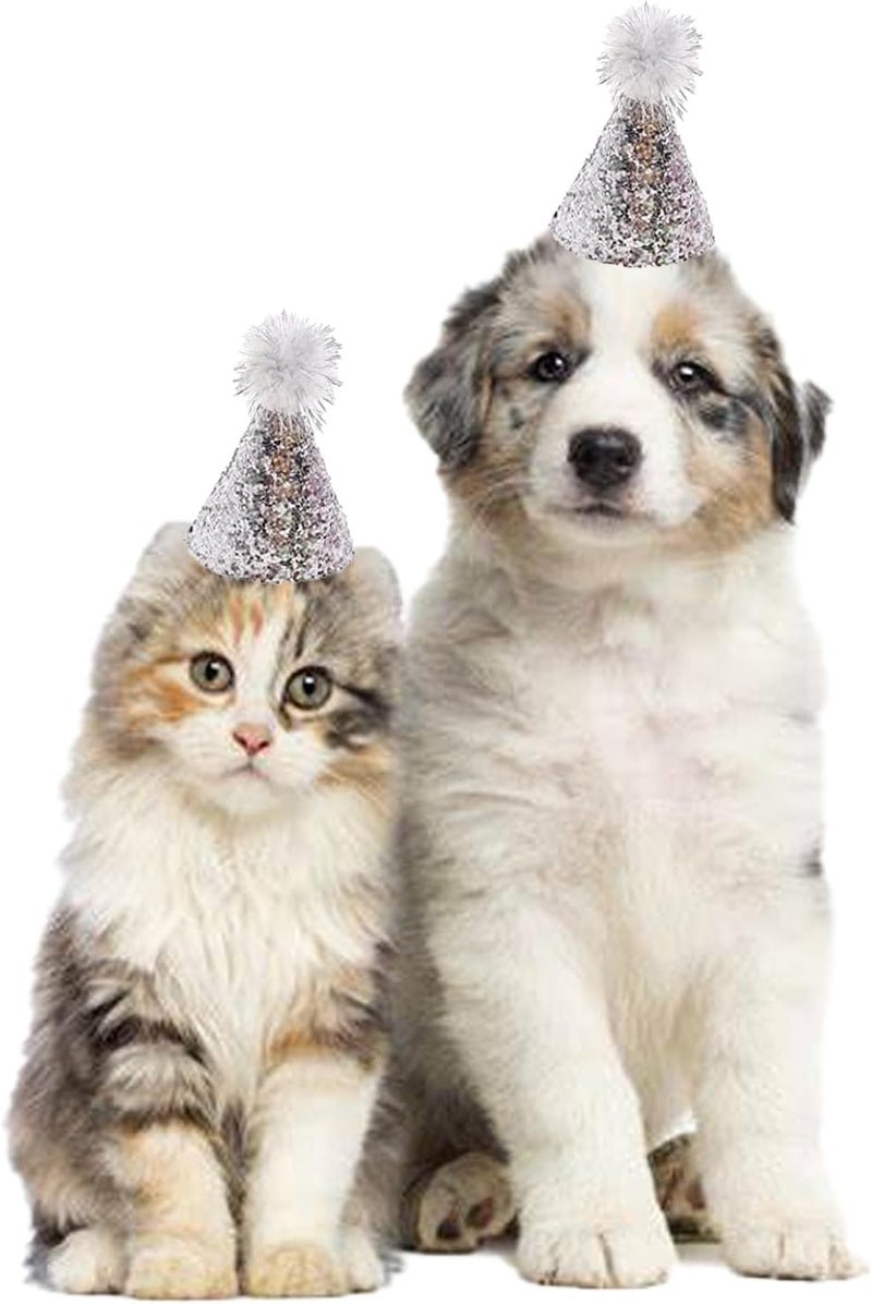 Cellcacn 10 Pcs Dog Birthday Hat Set for Small Medium Dogs Cat Puppies, Mini Party Hat with Adjustable Headbands, Cute Pet Hat with Pompons for Birthday Christmas Party Decoration Accessories (Large 5 Inch) - Image 5
